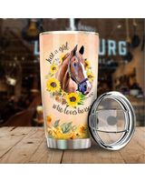 Just a Girl Who Loves Horses Sunflower Full Printed Stainless Steel Tumbler (20oz) white 20oz