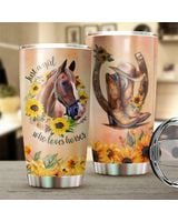 Just a Girl Who Loves Horses Sunflower Full Printed Stainless Steel Tumbler (20oz) white 20oz