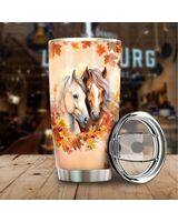 Just A Girl Who Love Horses Fall Tumbler 20oz Full Printed Stainless Steel Tumbler (20oz) white 20oz