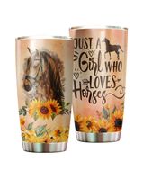 Just a Girl Who Loves Horses Sunflower Full Printed Stainless Steel Tumbler (20oz) white 20oz