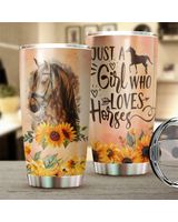 Just a Girl Who Loves Horses Sunflower Full Printed Stainless Steel Tumbler (20oz) white 20oz