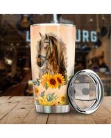 Just a Girl Who Loves Horses Sunflower Full Printed Stainless Steel Tumbler (20oz) white 20oz