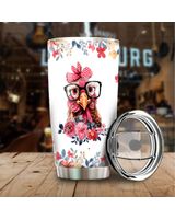 Just A Girl Who Loves Chickens Flower Lady Chicken Full Printed Stainless Steel Tumbler (20oz) white 20oz