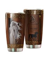 Love Horse Leather Style Full Printed Stainless Steel Tumbler (20oz) white 20oz