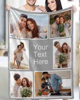 Personalized Photo Collage Blanket Sherpa Fleece Blanket T579 Cozy Plush Fleece Blanket white 30x40in