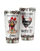 Personalized Crazy Chicken Lady Floral Full Printed Stainless Steel Tumbler (20oz) white 20oz
