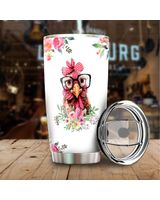 Just a Girl Who Loves Chickens Flower Full Printed Stainless Steel Tumbler (20oz) white 20oz