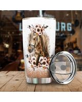 This Girl Runs On Jesus And Horses Full Printed Stainless Steel Tumbler (20oz) white 20oz