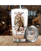 Personalized This Girl Runs On Jesus And Horses Full Printed Stainless Steel Tumbler (20oz) white 20oz