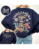 Lights Camera Smile Sweatshirt, Swiftie Merch, Ttp Lyrics Shirts, Unisex Concert, Gift For Friend, Ttdp Tshirt, Tortured Poets Tshirt Unisex Standard T-Shirt white s