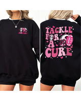 Tackle For A Cure Breast Cancer Sweatshirt, Pink Ribbon Sweatshirt, Football Breast Cancer Sweatshirt, Cancer Support Squad Shirt Gift Unisex Sweatshirt white s