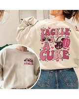 Tackle For A Cure Breast Cancer Sweatshirt, Pink Ribbon Sweatshirt, Football Breast Cancer Sweatshirt, Cancer Support Squad Shirt Gift Unisex Sweatshirt white s