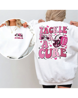 Tackle For A Cure Breast Cancer Sweatshirt, Pink Ribbon Sweatshirt, Football Breast Cancer Sweatshirt, Cancer Support Squad Shirt Gift Unisex Sweatshirt white s