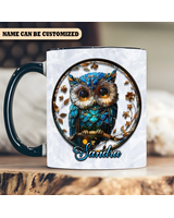 Personalized Beautiful Owl  Accent Mug Accent Mug blue-accent 11oz