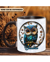 Personalized Beautiful Owl  Accent Mug Accent Mug blue-accent 11oz
