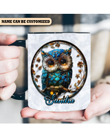 Personalized Beautiful Owl  Accent Mug Accent Mug blue-accent 11oz