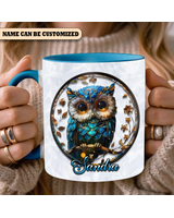 Personalized Beautiful Owl  Accent Mug Accent Mug blue-accent 11oz
