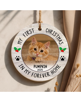 Pet Photo Print Circle Ceramic Ornament (US) white one-sided 1pcs