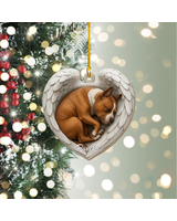 Personalized Pitbull Dog Sleeping Angel Wings Custom Shape Wooden Ornament