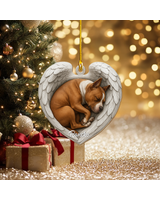 Personalized Pitbull Dog Sleeping Angel Wings Custom Shape Wooden Ornament