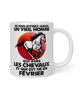 Ne sous-estimez un vieil homme Les Chevaux février White Mug white 11oz