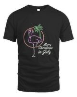 Christmas In July Flamingo Santa I Awesome Flamingo T shirt Men's Standard T-Shirt black s