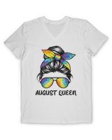 Womens August Birthday August Queen Messy Hair Bun Leopard
