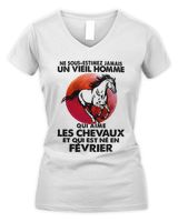 Ne sous-estimez un vieil homme Les Chevaux février Women's V-Neck T-Shirt white s