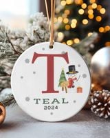 Fbus00723 Teal OR1 Circle Ceramic Ornament (US) white one-sided 1pcs