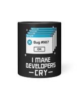 Funny QA Engineer QA Shirt I Make Developers Cry QA Tester Black Mug 11oz black 11oz