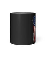 Bass Fisherman with American USA Flag Black Mug 11oz black 11oz