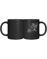 Rock Cat Playing Guitar Electric in space Funny kitty Galaxy TShirt Black Mug 11oz black 11oz