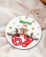 Custom Reindeer Personalized 67 Christmas Ornament – Holiday Keepsake Decoration Acrylic Ornament - Circle white one-sided single