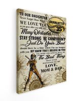Personalized Softball My Our Daughter Poster/Canvas Lovely Gifts to Daughter from Family Ready To Hang Canvas (11x14 inch) white 11x14in