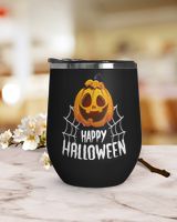Happy Halloween Wine Tumbler (12 oz), happy pumpkin