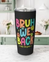 Bruh We Back To School 3rd Grade Teacher Retro Groovy Viking Tumbler (20oz) black 20oz