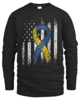 Down Syndrome US Flag Ribbon Blue And Yellow Down Syndrome Awareness