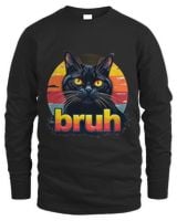 Cat Bruh For Teens Boys Girls Meme Graphic (26) Men's Long Sleeved T-Shirt black s