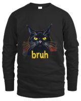 Cat Bruh For Teens Boys Girls Meme Graphic (34) Men's Long Sleeved T-Shirt black s