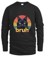 Cat Bruh For Teens Boys Girls Meme Graphic (55) Men's Long Sleeved T-Shirt black s