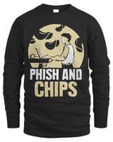 Phish And Chips Hacking Hacker Hack Computer It Men's Long Sleeved T-Shirt black s