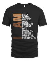 i am black woman black history month unapologetically Unisex Standard T-Shirt black s