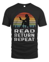 Librarian Job Read Return Repeat Librarian Gifts For Women Unisex Standard T-Shirt black s