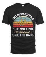 Introverted but willing to discuss Sketching Unisex Standard T-Shirt black s
