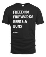 Freedom Fireworks Beers Buns 4th Of 731 Shirt Unisex Standard T-Shirt black s