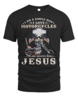 Simple Man Love Motorcycles And Believe In Jesus Chopper Front Unisex Standard T-Shirt black s