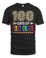 100 Days Of First Grade Teacher 100th Day Of School Leopard T-Shirt Unisex Standard T-Shirt black s