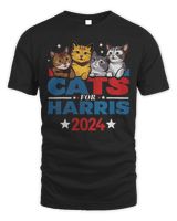 SH107 Cats for Harris 2024 - Kamala Harris for President 2024 T-Shirt Unisex Standard T-Shirt black s