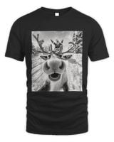 Reindeer Selfie Christmas Unisex Standard T-Shirt black s
