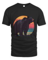 Cute Bear Retro Sunset Aesthetic Wilderness Roaming Brown Black Bear Unisex Standard T-Shirt black s